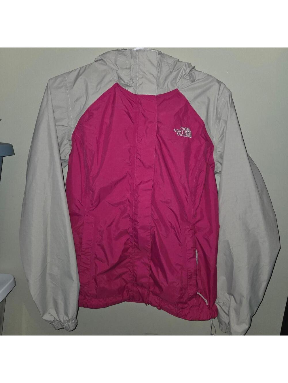 The North Face pink and gray windbreaker jacket